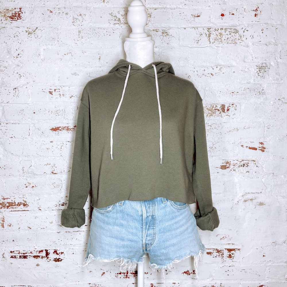 Cropped Olive Hoodie